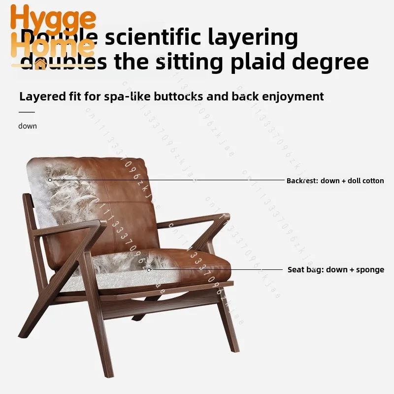 

Nordic Light Luxury Single Sofa Small Apartment Designer Leather Single Sofa Balcony Living Room Lazy Leisure Chair