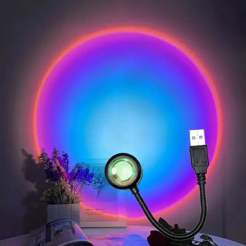 Mini Atmosphere Night Light RGB USB Sunset Projection Lamp For Photography Selfie Party Home Living Room Bedroom Decor