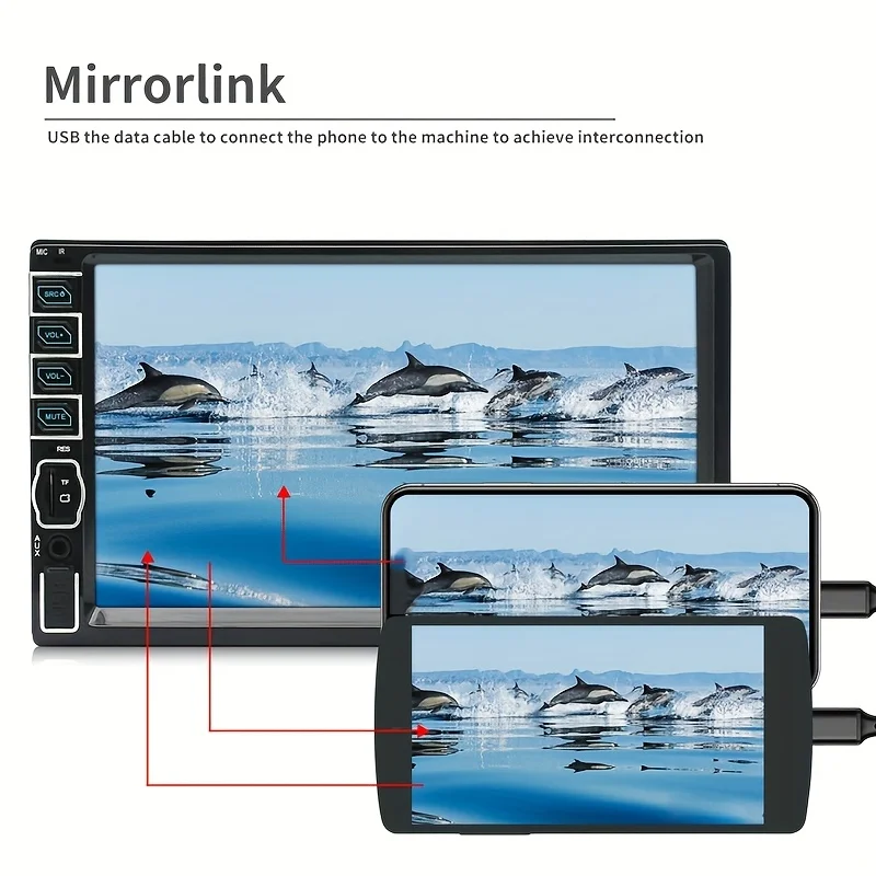 7-Inch Car Stereo with Touch Screen, FM/Aux Input, USB MP5 Player, Mirror Link, 12-LED Reversing Camera - 1DIN Auto Radio System