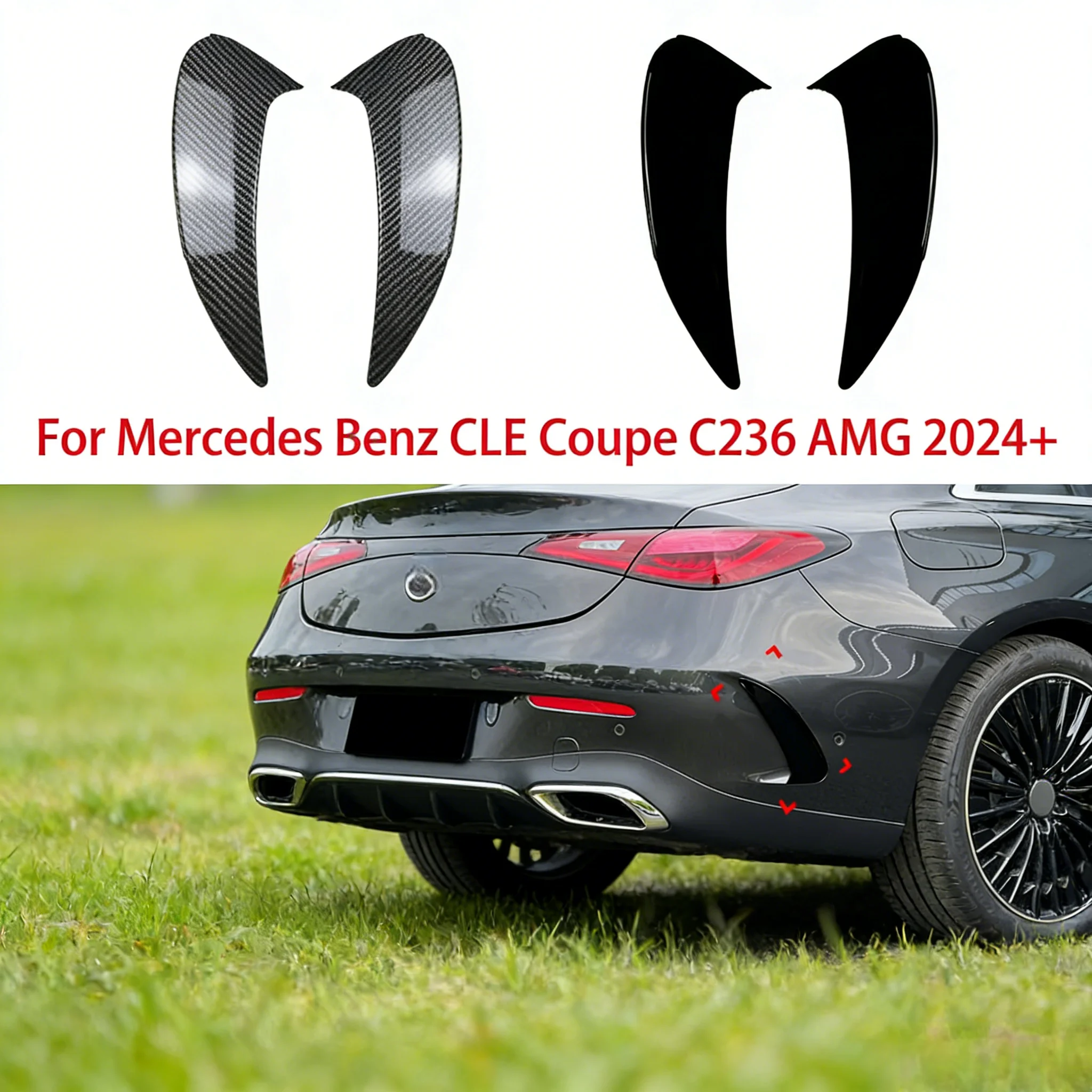 

For Mercedes Benz CLE Coupe C236 AMG 2024+ Car Rear Side Wind Blade Spoiler Stickers Auto Tail Wind Knife Exterior Decoration