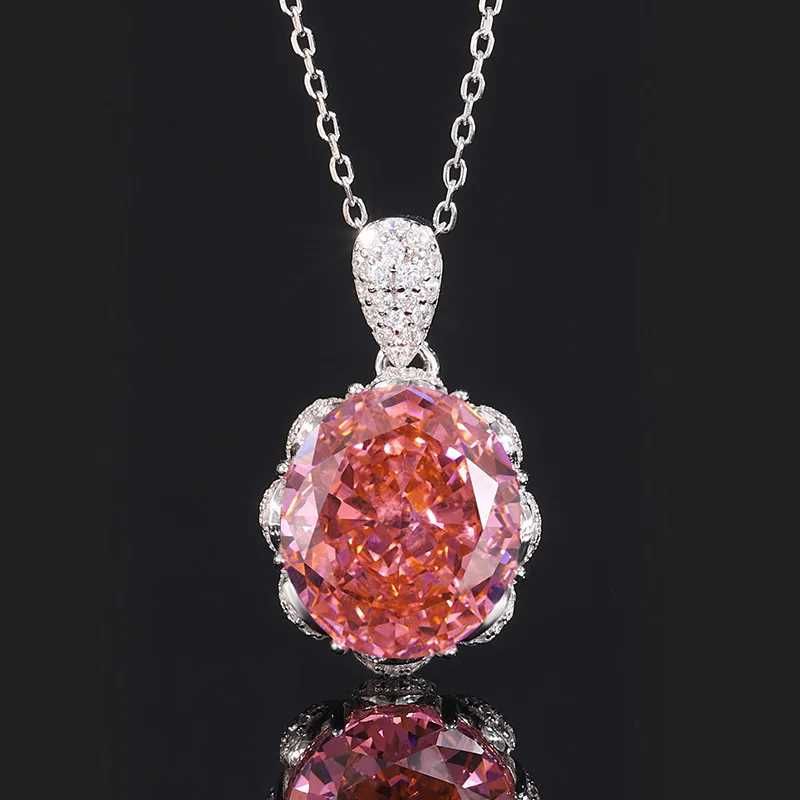 Autumn Winter New Jewelry S925 Silver High Carbon Diamond Sparkling Bud Set Ring Pendant 14*16