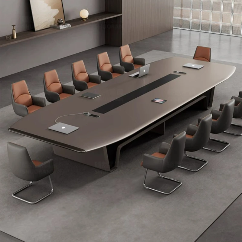 Modern Luxury Lacquered Conference Table Large Rectangular Negotiation Desk Reception Worktable Office Meeting Room Furniture