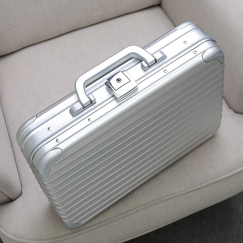 Suitcase All Aluminum Alloy Password Box All Metal Document Safe Toolbox Law Enforcement Case Briefcase Cash Box