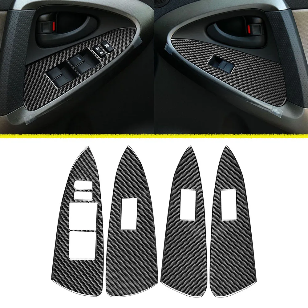 for RAV4 2006 2007 2008 2009 2010 2011 Window Lift Switch Panel Decoration Cover Trim Car Interior Accessories Carbon Fiber