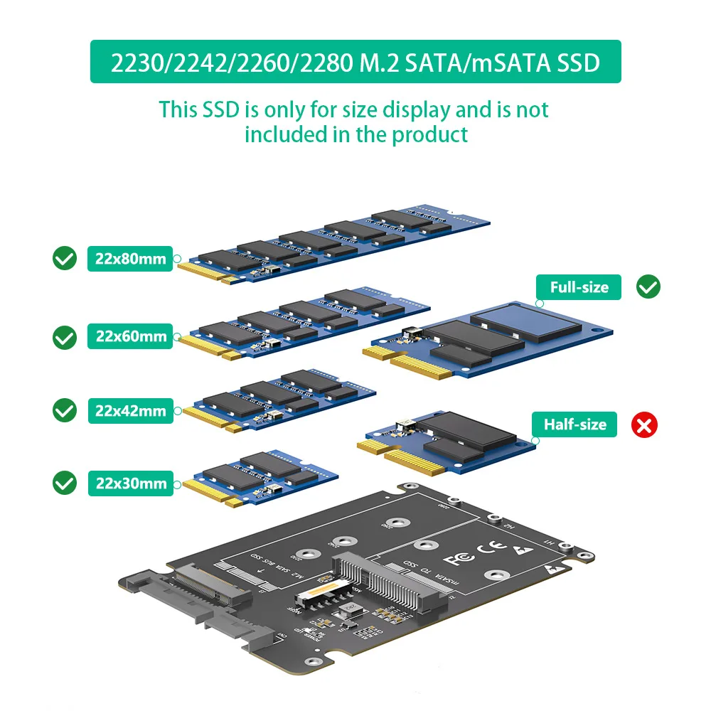 

Двойной адаптер M.2 к SATA3.0 Адаптер твердотельного накопителя с протоколом M.2 SATA 2-портовый NGFF M.2 B Key to SATA 3.0 6 Гбит/с M2 to SATA Converter Card Case