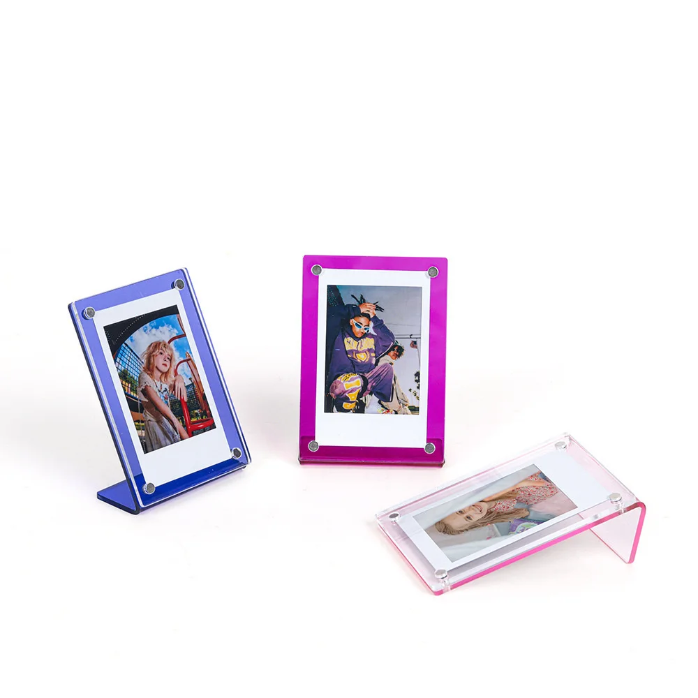 New3Inch Color L-Shaped Photo Frame Mini Magnet Acrylic Photo Small Photo Frame Vertical Photo Frame For Fuji Instax Mini 8/9/11