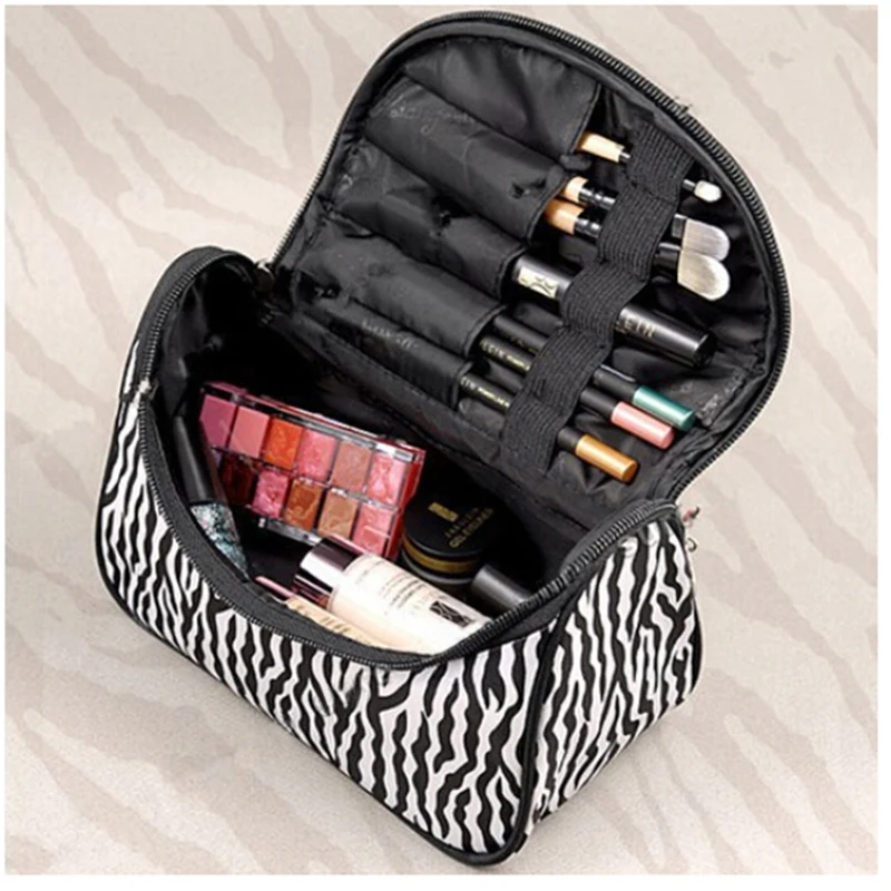 Travel Portable Zebra Cosmetic Bag Makeup Case Pouch Toiletry Wash Organizer