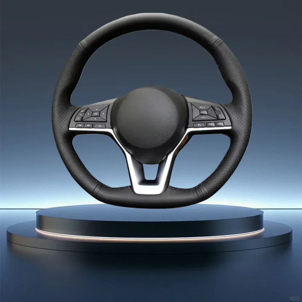 Für Nissan Leaf 2018 Rogue (Sport) 2017–2019 X-Trail 2017–2019 Qashqai 2018, schwarzes Kunstleder, Auto-Lenkradbezug