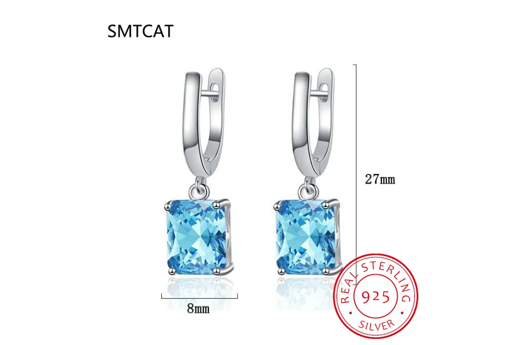 Łącznie 1,73 ct poduszka naturalny błękitny topaz zwisają kolczyki wiszące 925 srebro dla kobiet kamień szlachetny piękna codzienna biżuteria — zdjęcie 7