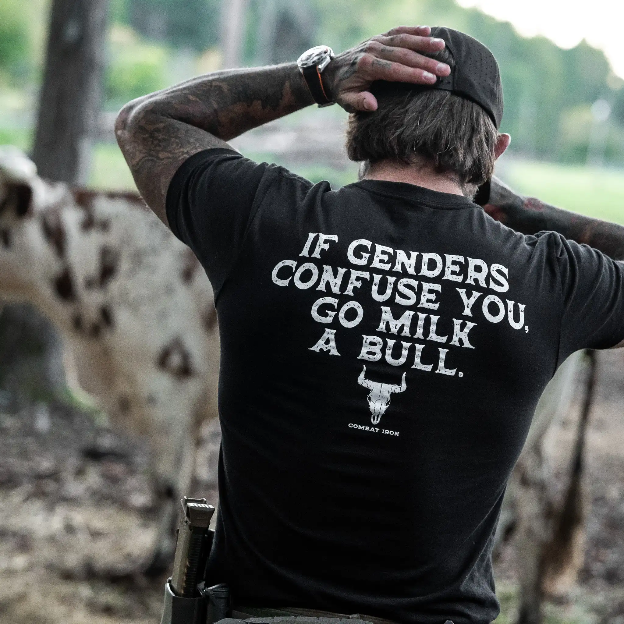 If Genders Confuse You Go Milk A Bull Men's Tee - Combat Iron Military T-shirt - Suitable for Sports Wear Comfortable To Wear