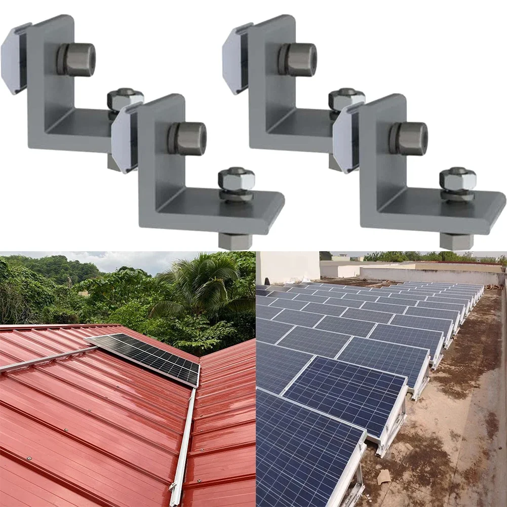 Solar Panel Photovoltaic Bracket Clamp Tile Clips Flat Roof Tilt Mount L Connector Bracket  Solar Panel Mounts Accessories