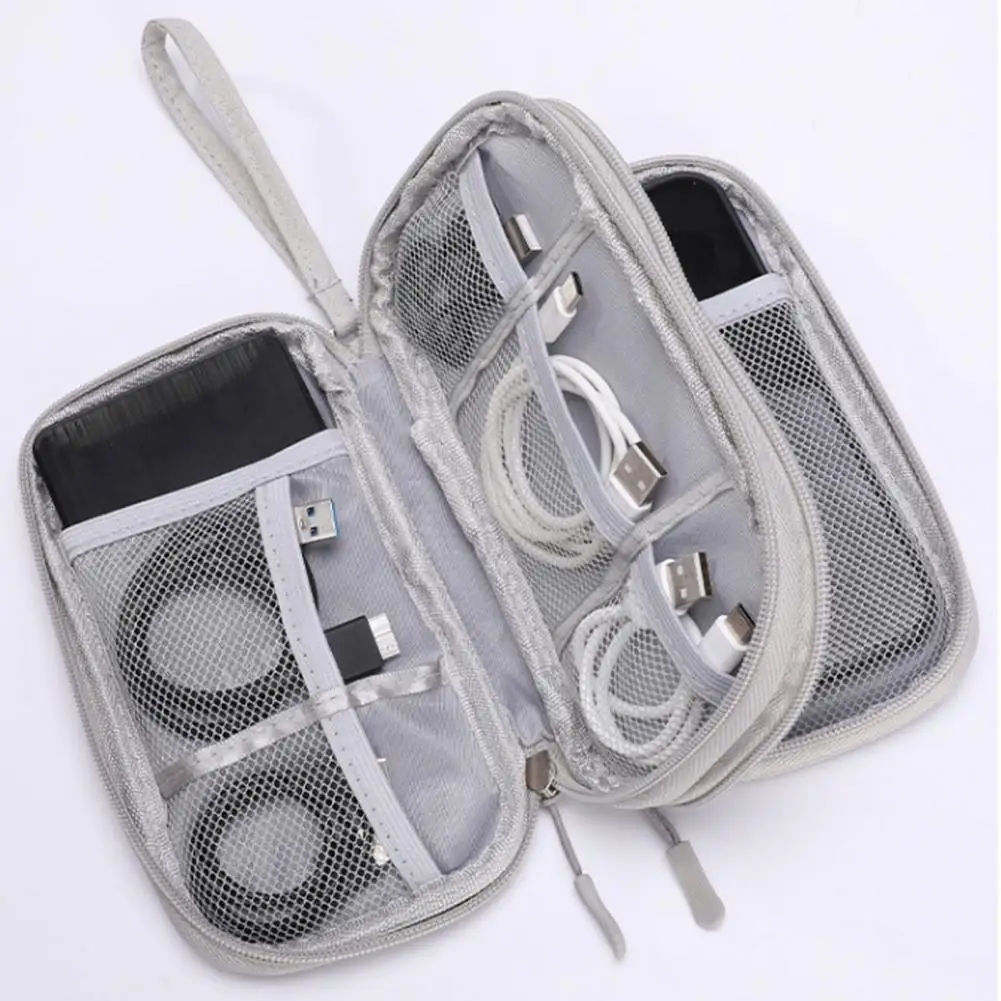 Multifunctional Organizer Pouch Portable Electronic Accessories Storage Case with Multiple Compartments Capacity for Phone