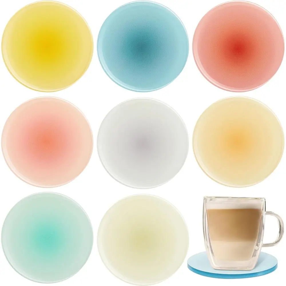 8-Piece Set of 3.9 Round Acrylic Heat-Resistant Non-Slip Table Coasters for Home Decor and Coffee Tables