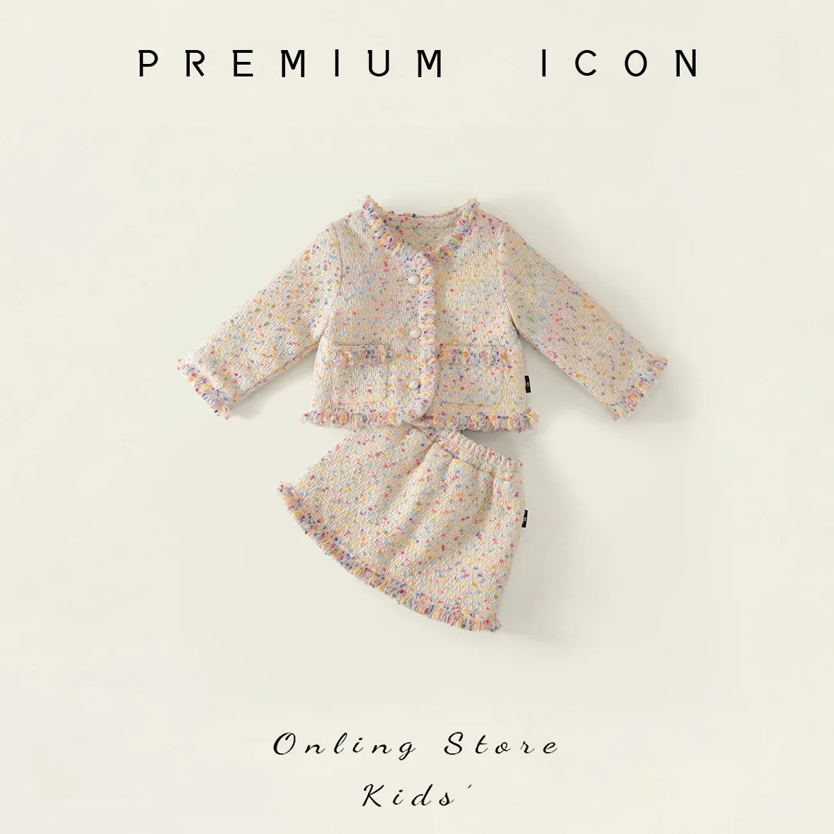 

Winter Children Girls 2PCS Clothes Set Colorful Toddler Girls Padded Coat Suit Elastic Wiast Infant Babys Girls Skirts Outfit