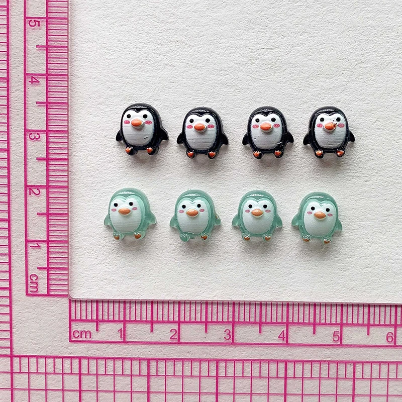 50Pcs New Cute Mini Cartoon Penguin Resin Figurine Crafts Flatback Cabochon Ornament Jewelry Making Hairwear Accessories