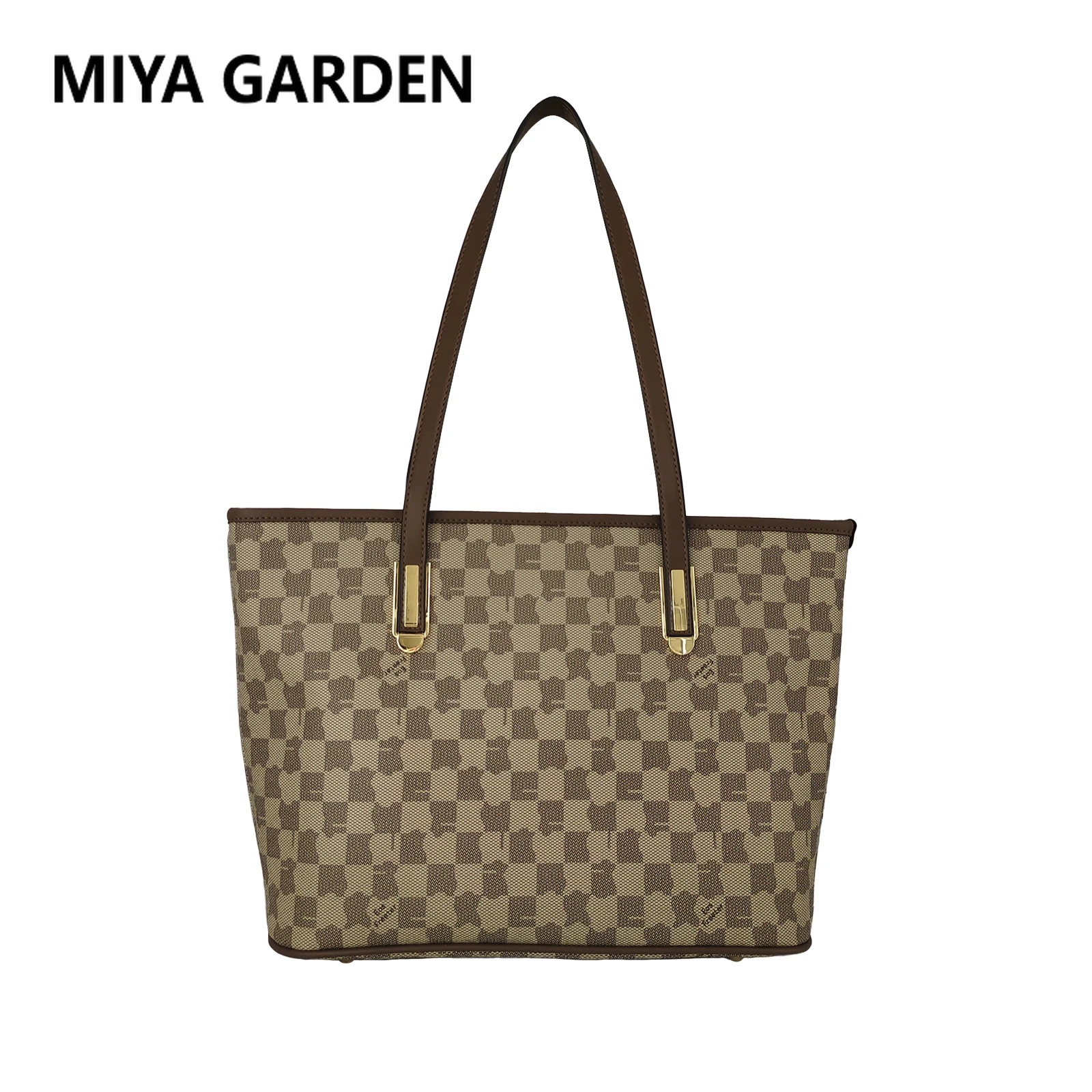 MIYA GARDEN Women's Handbags High Quality PVC Classic Light Luxury Plaid Shoulder Bag Fashion Large Capacity Women's Tote Bag