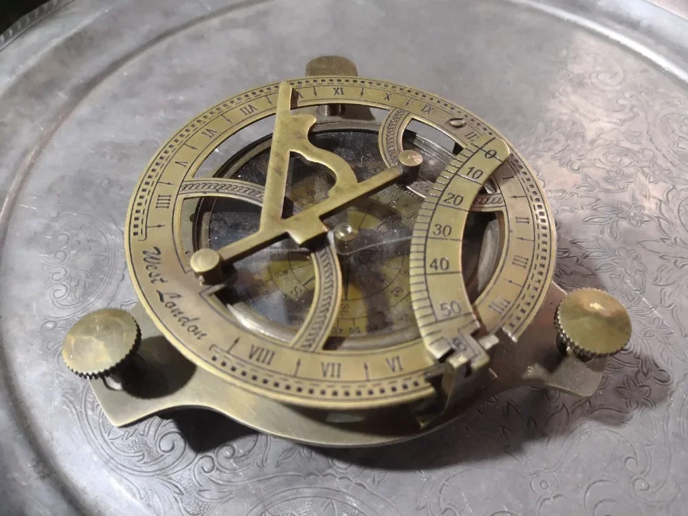 

MGT-Christmas Medieval Ornaments, Folding Sundial Copper, Decorative Nautical Compass, Halloween, Halloween
