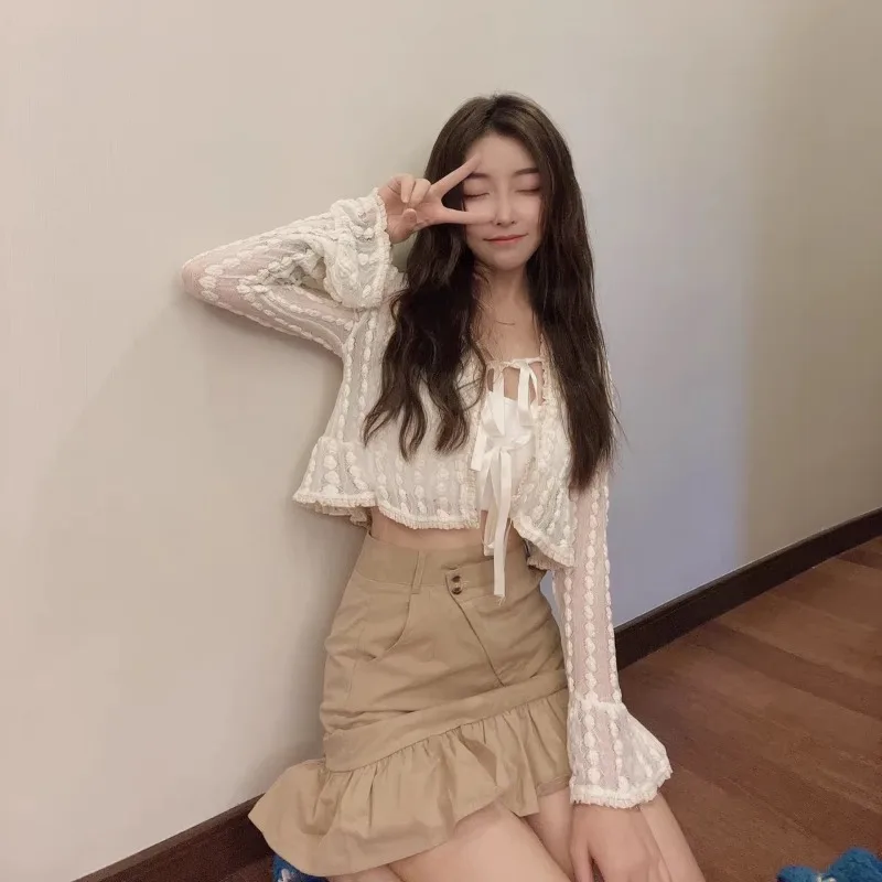 New Fashion Solid Skirt Women 2025 Casual Spring/Summer Khaki A-line Scallop Skirts Girl