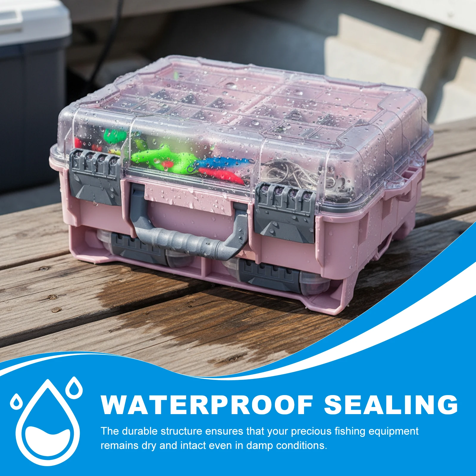 

Универсальный рыболовный ящик для снастей с выдвижным внутренним отделением для подарков рыболовам (розовый)