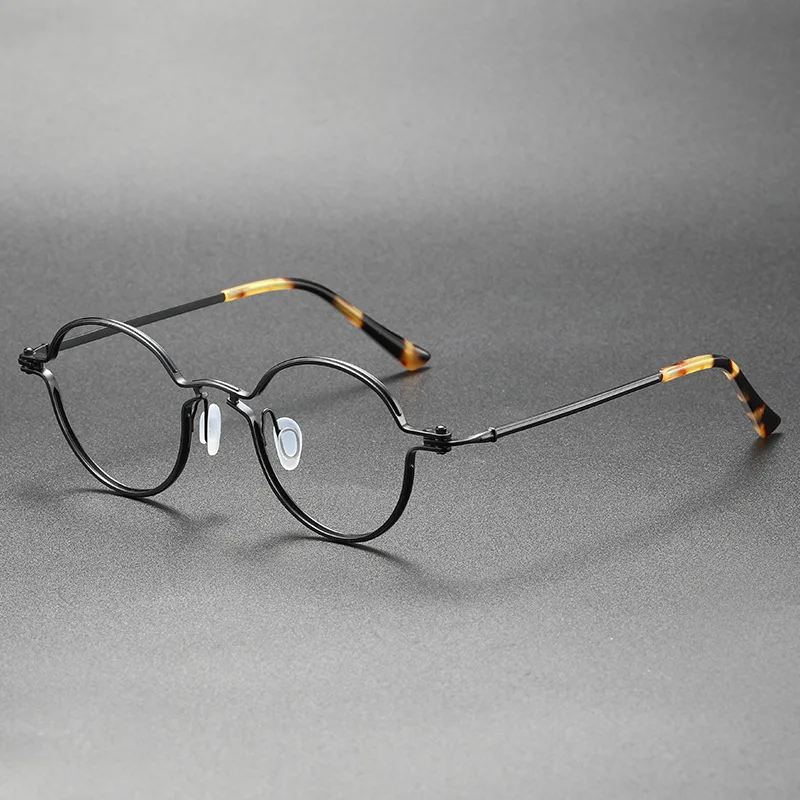TFTB ريترو نظارات دائرية الرجال والنساء الفاخرة التيتانيوم النقي خفيفة للغاية العصرية كبيرة الحجم النظارات الطبية البصرية الإطار RL #6