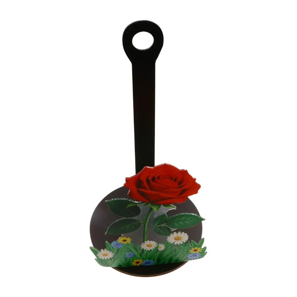 2D Flat Floral Paper Towel Holder Animal Flower Pattern Freestanding Vertical Roll Paper Holder Wooden Base Acrylic Art