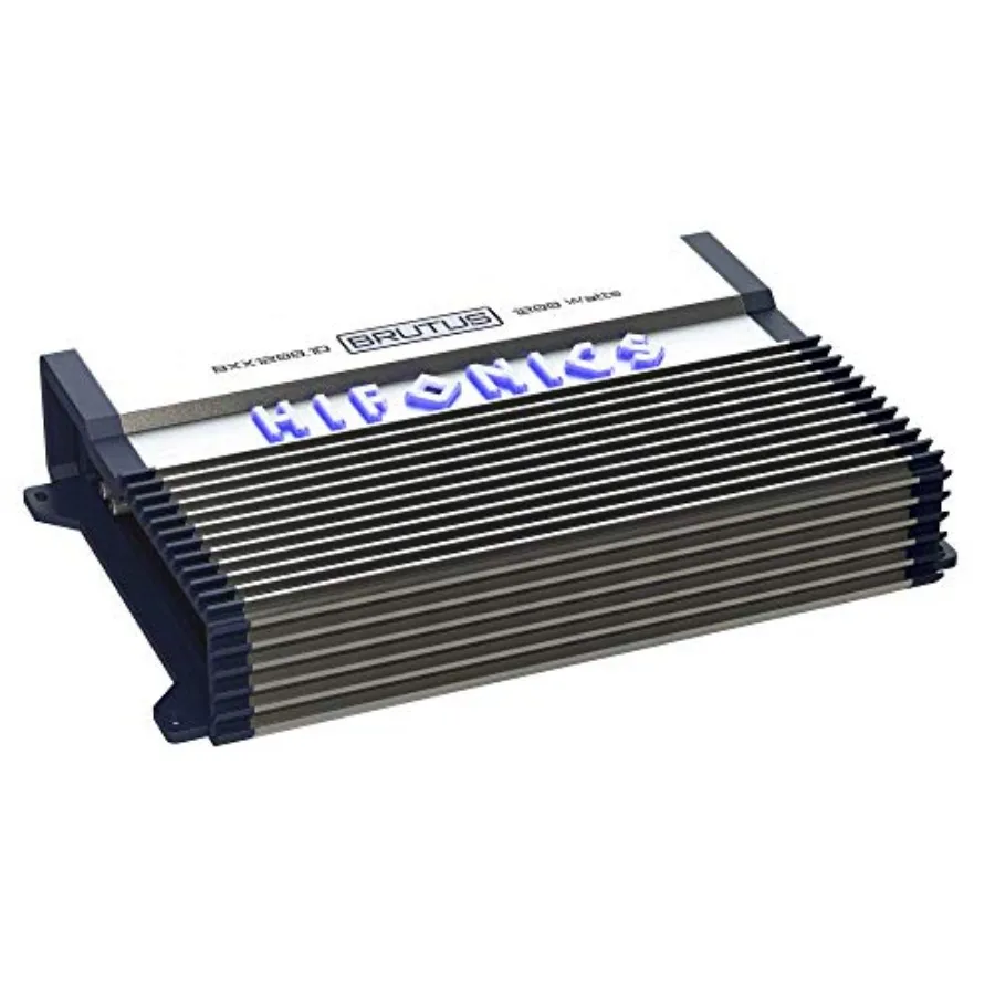 Car audio subwoofer amplifier, Class D, 1200W RMS, 1 Ohm, black, high-efficiency thermal management