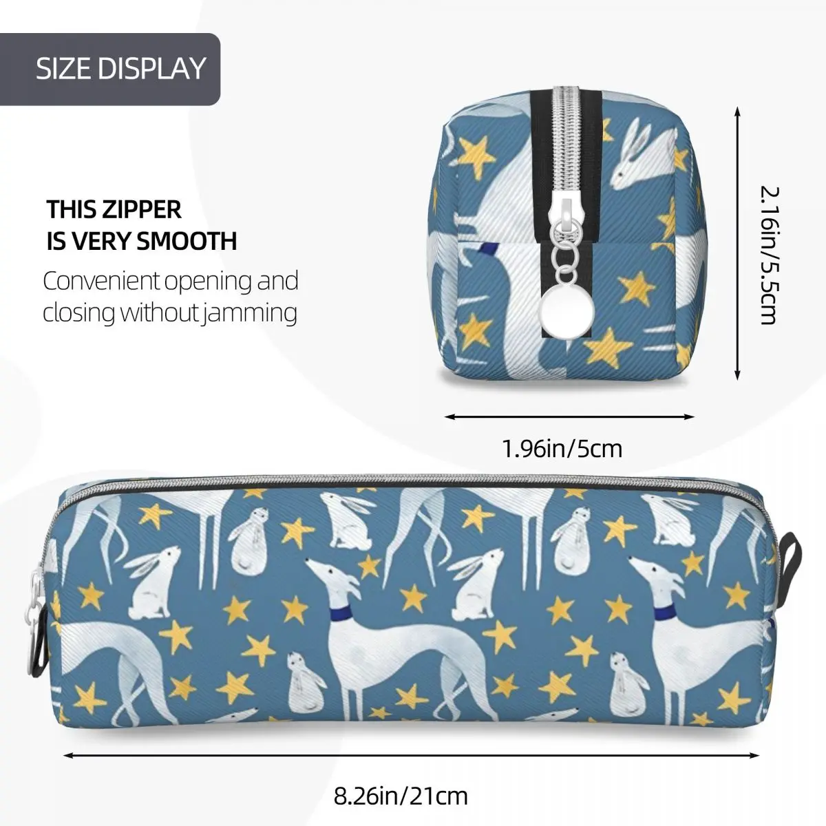 Imagem -04 - Galgo-hare e Estrelas Lápis Cases Greyhound Whippet Dog Pen Bolsas Grande Armazenamento Material Escolar Cosméticos