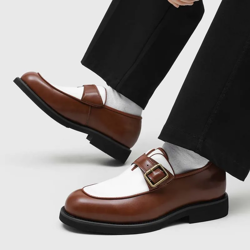 38 - 46 Color-matched New Style Youth Men Shoes Fashionable Casual Wedding Groom Shoes One-piece Slip-on with Buckle Men Shoes
