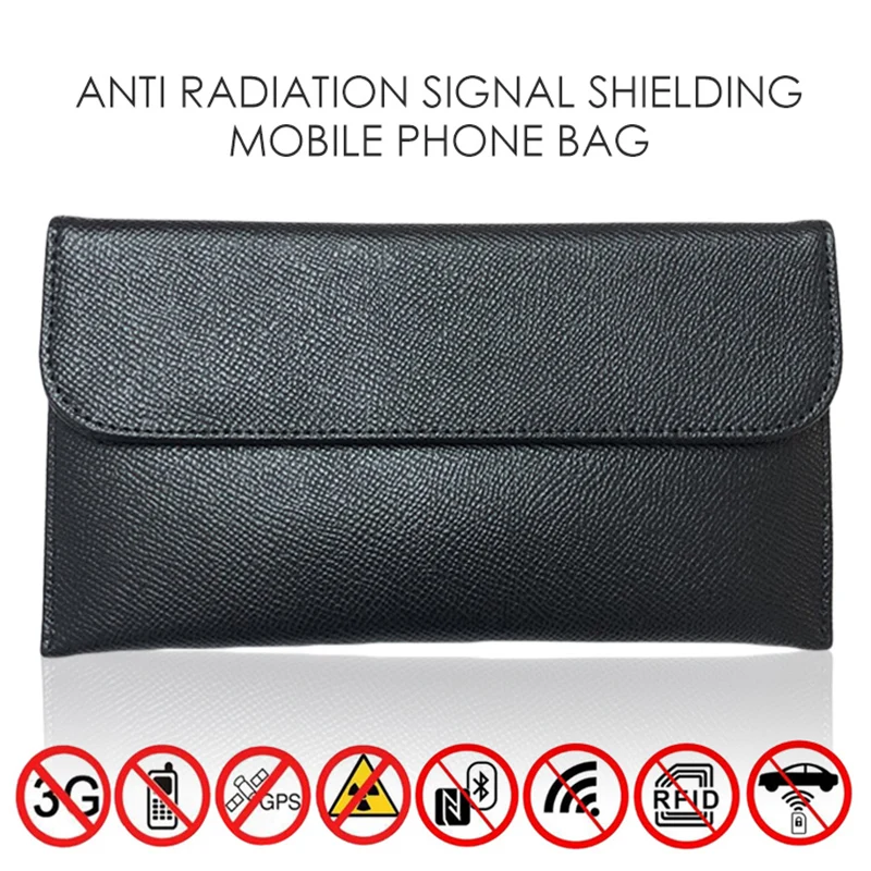 RFID Signal Blocking Pouch Leather Mobile Phone Shielding Bag Radiation Protection Positioning Information Anti-leakage Bag