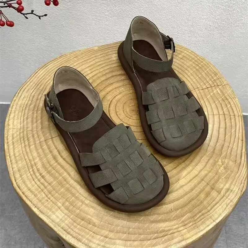 2024 New Summer Shoes Women Strap Beach Sandals Gladistor Style Flat Heels Shoes Female Ladies Sandals 35-40