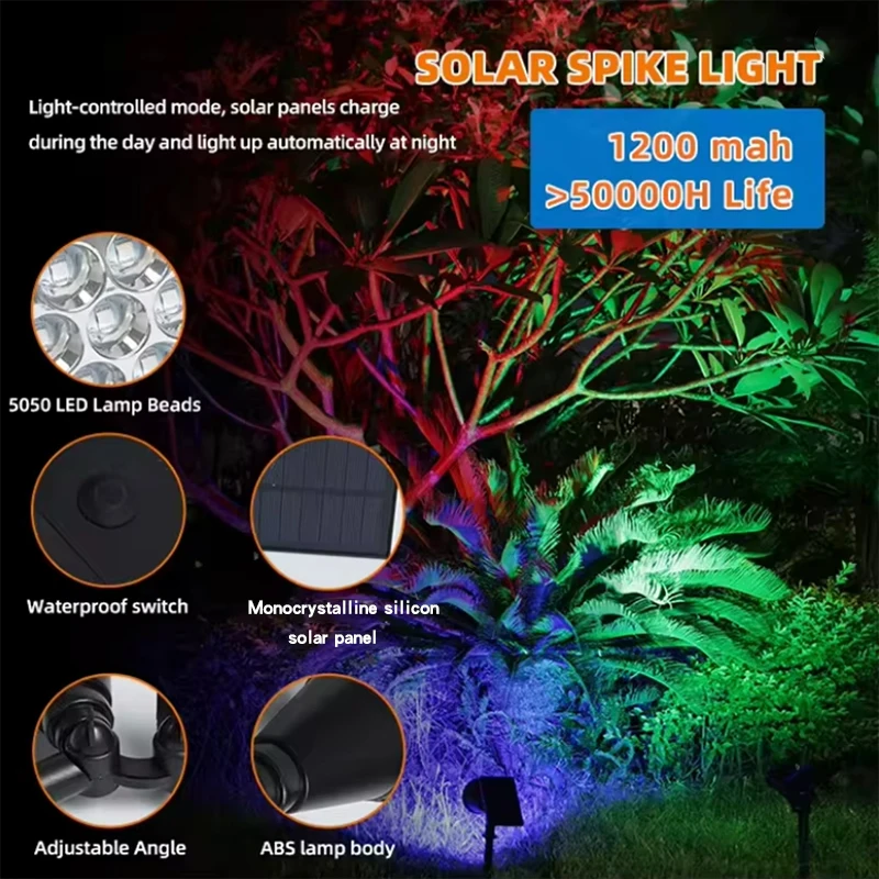 Solar lawn light, ground-mounted lamp, outdoor waterproof courtyard, villa garden, tree lighting, landscape spotlight