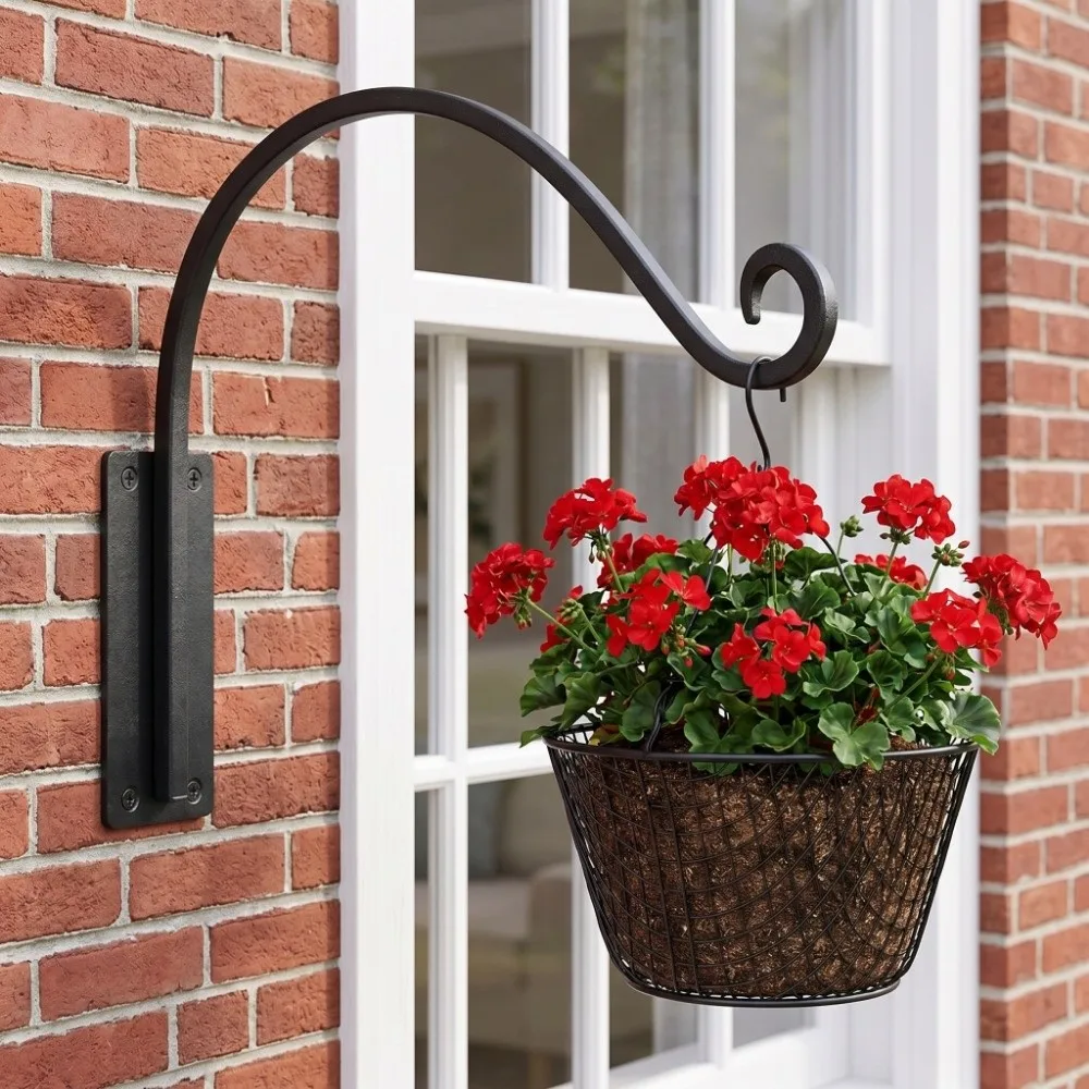 Hanging Bracket 16 Inch Plant Hanger Bracket Iron Black Hanging Plant Hooks Rustproof Heavy Duty Wall Mount Hooks Indoor Use