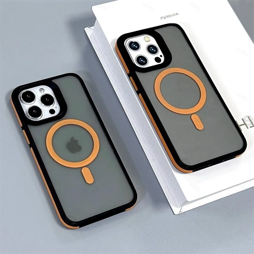 เคสกันกระแทกแบบด้านหรูหราสำหรับ iPhone 11 12 13 14 15 16 17 Air Pro Max Plus รองรับ MagSafe ชาร์จไร้สายแบบแม่เหล็ก