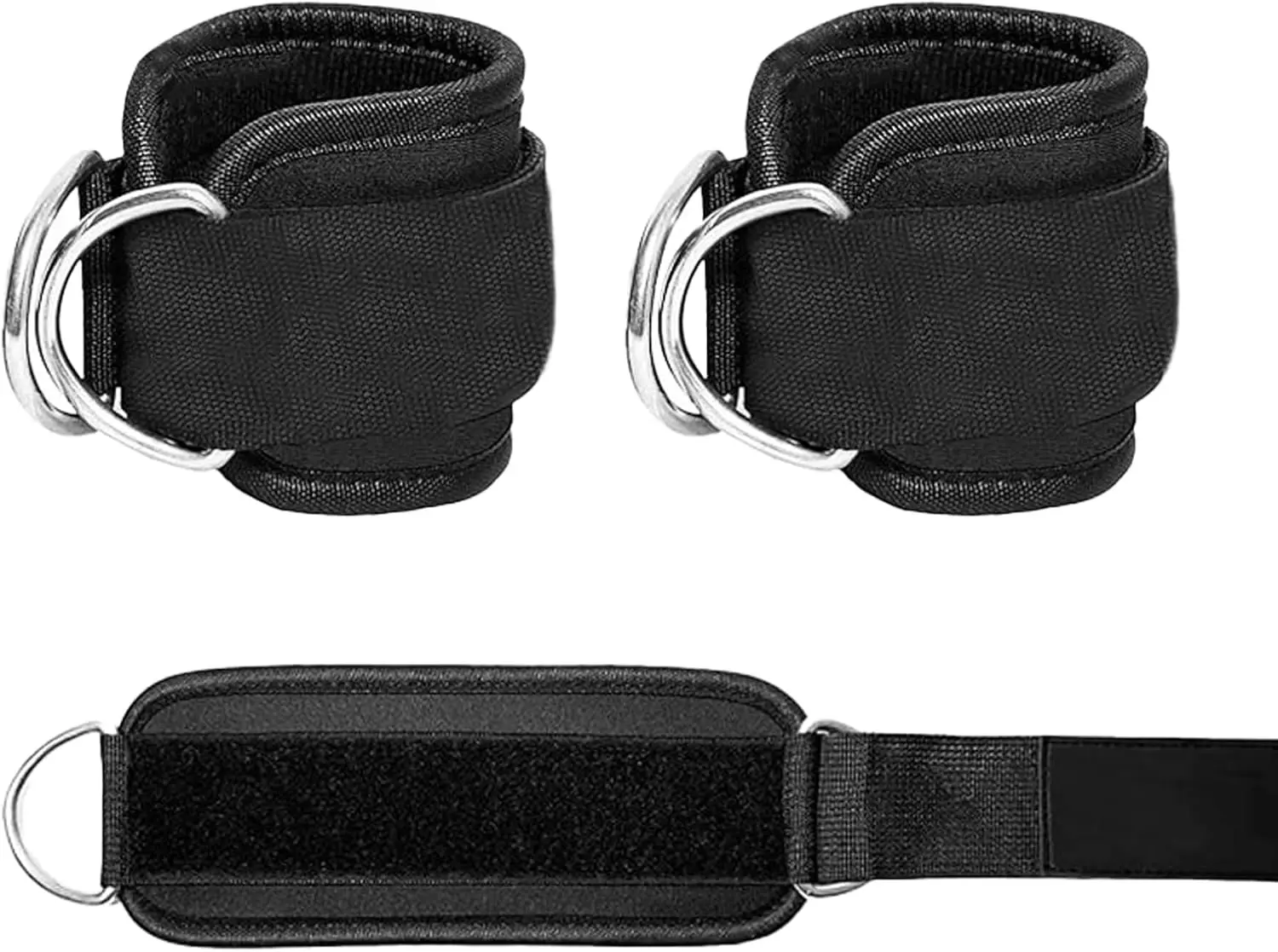 2 Pcs Wrist Cuffs Lifting Straps with D Rings for Cable Machine, Adjustable Gym Weightlifting Straps