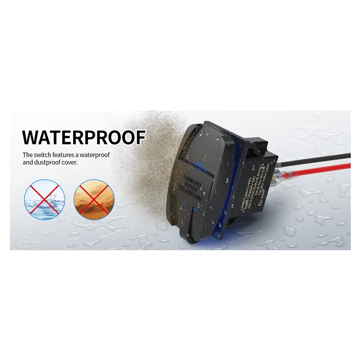 ABJZ USB الروك التبديل 12 فولت مقاوم للماء USB C & QC 3.0 منافذ مزدوجة منفذ PD مقبس شاحن لسيارة UTV RZR RV شاحنة البحرية