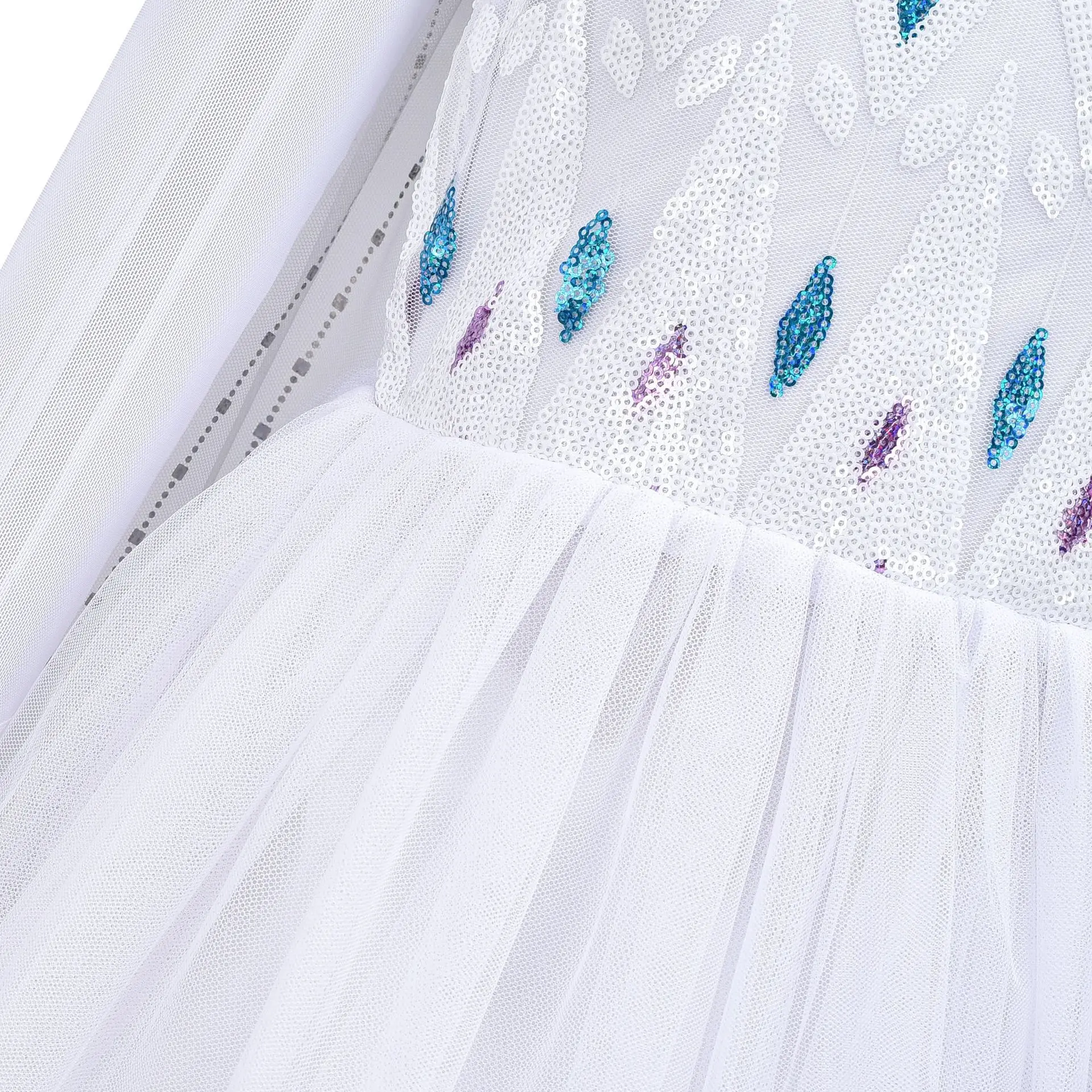 White SnowQueen Elsa Gown Disney Frozen Cosplay Dress For Little Girls Holiday Birthday Carnival Role Play Fancy Vestidos Outfit view 3