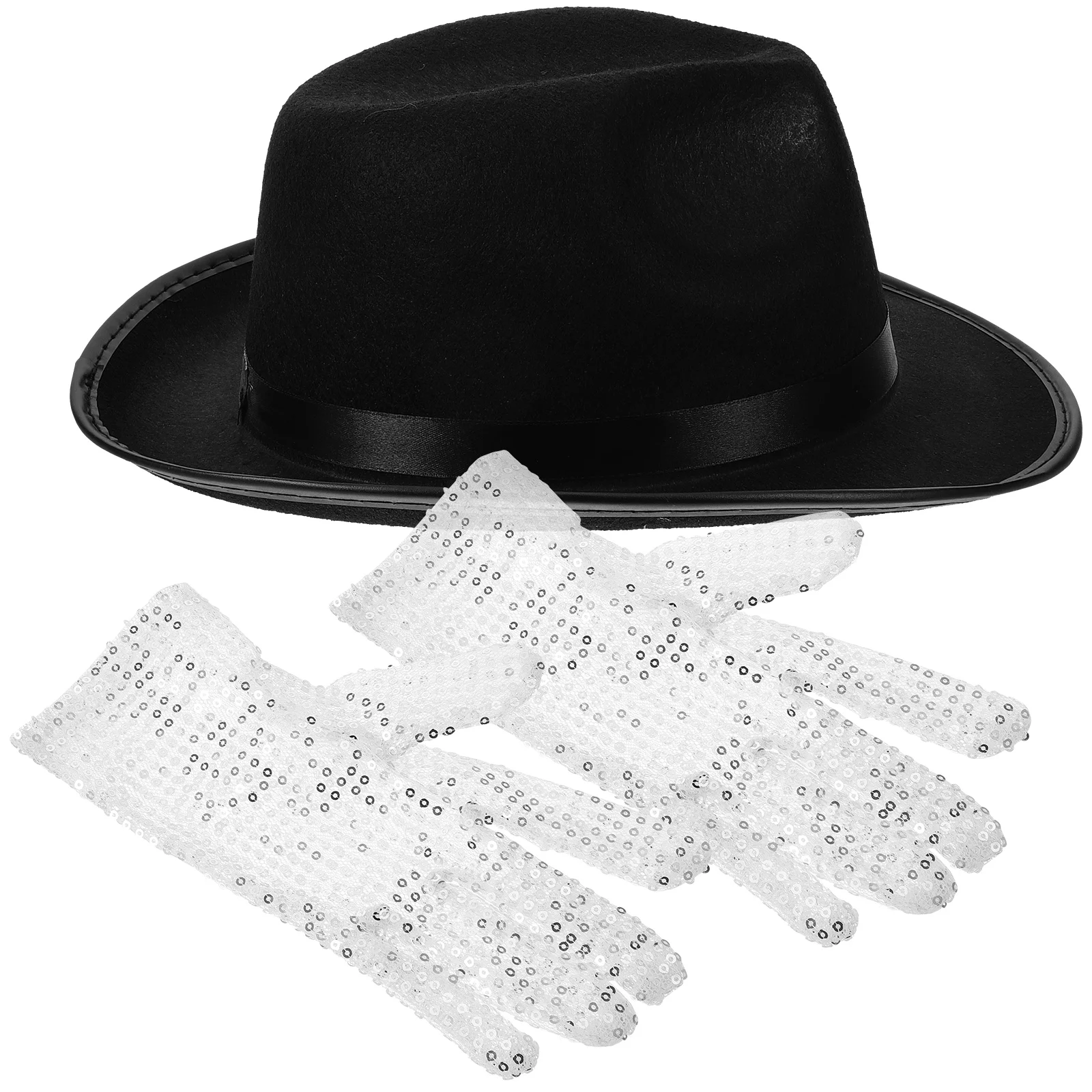 

Sequin Gloves Black Sparkly Top Hat Costume Cloth Women Men Halloween Steampunk Party Accessories 80s Gloves Cosplay Set