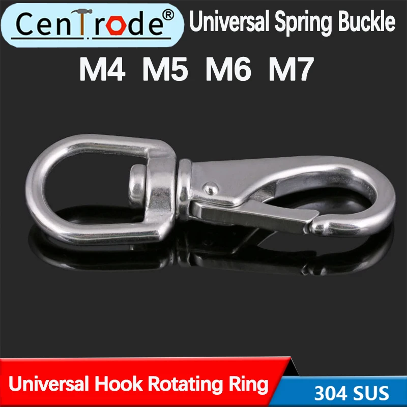 304 stainless steel universal hook rotating ring chain buckle universal spring buckle dog chain fitting joint  1Pcs