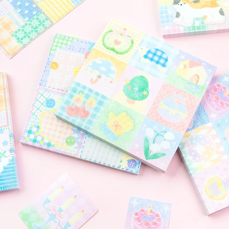 50sheet/set Sweet Retro Japanese Scrapbooking Memo Pad Creative Design Heart Floral Mini Notepad Journaling Non-sticky Note
