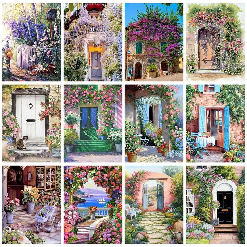 

PhotoCustom Greenhouse Painting By Numbers For Adults With Frame Kits Picture By Numbers For Flowers Home Wall Decors Diy Gift