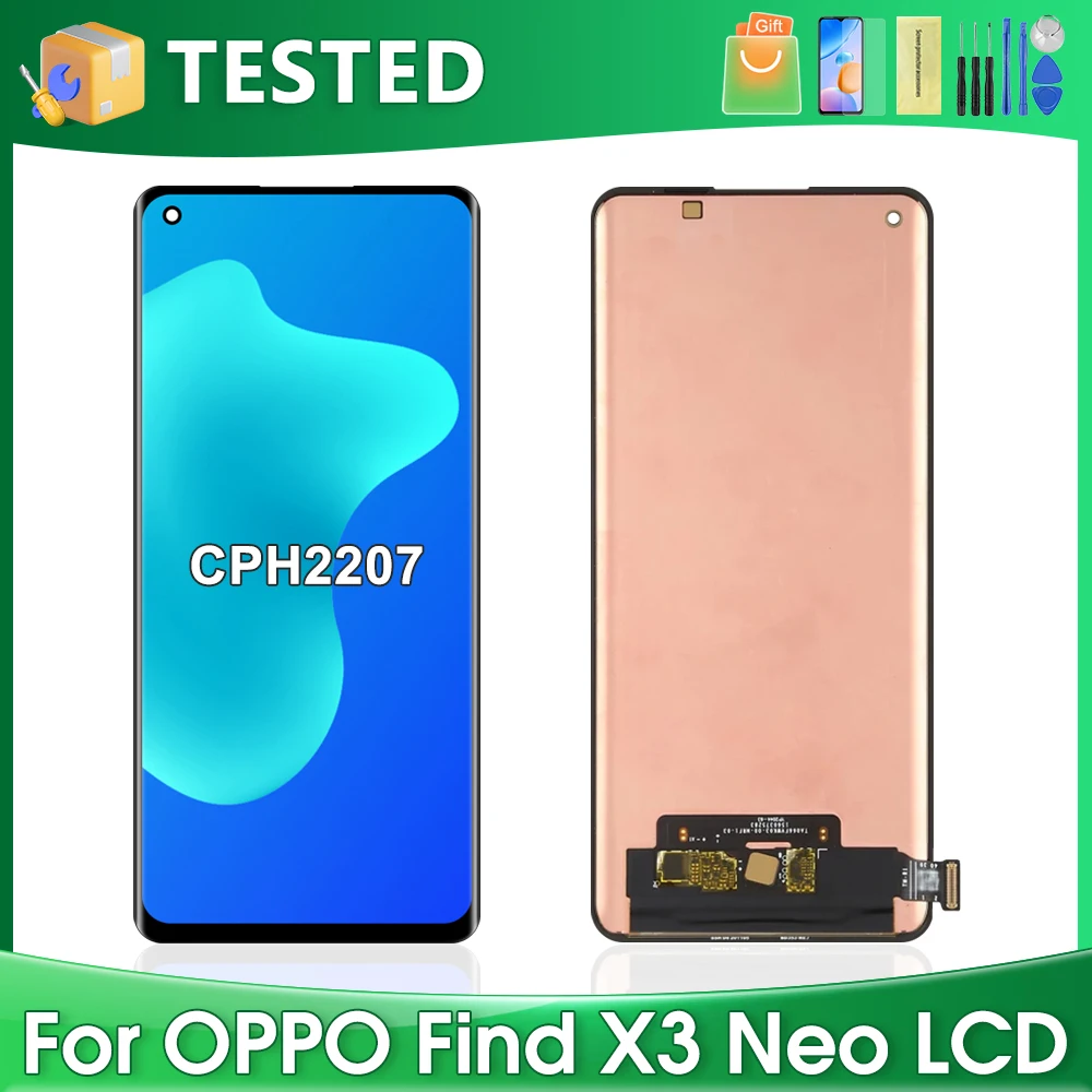 

6,55 ''для OPPO Find X3 Neo For Find X3 Neo CPH2207 ЖК-дисплей кодирующий преобразователь сенсорного экрана в сборе Замена