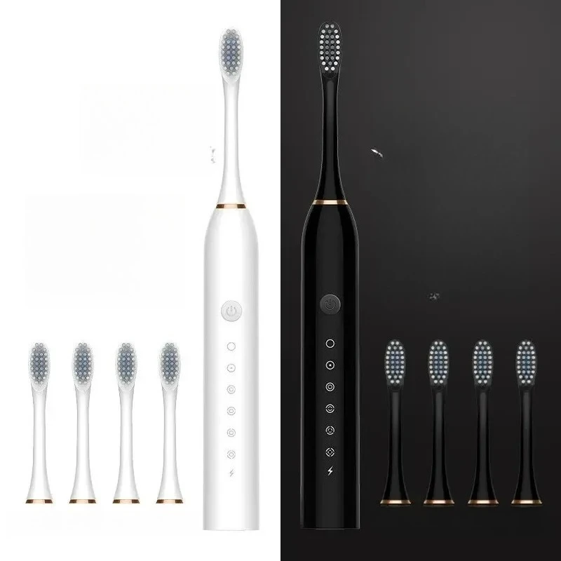 Couple Set Electric Ultrasonic Toothbrush Soft Bristles USB Charging Waterproof Adult Tooth Cleaner 6 Speed Modes Home Use