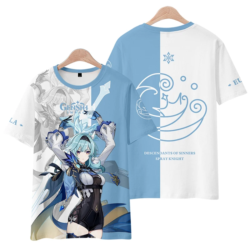 

2026 Genshin Impact Urra Spray Knight Game Animation Short sleeve T-shirt Peripheral anime Japanese round neck shirt