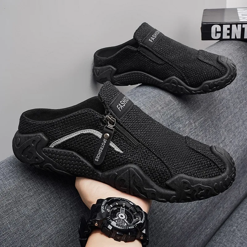 2026 Men Shoes Summer Slip-On Breathable Driving Loafers Lightweight Casual Woven Sneakers Non-Slip Comfortable Woven Sneakers