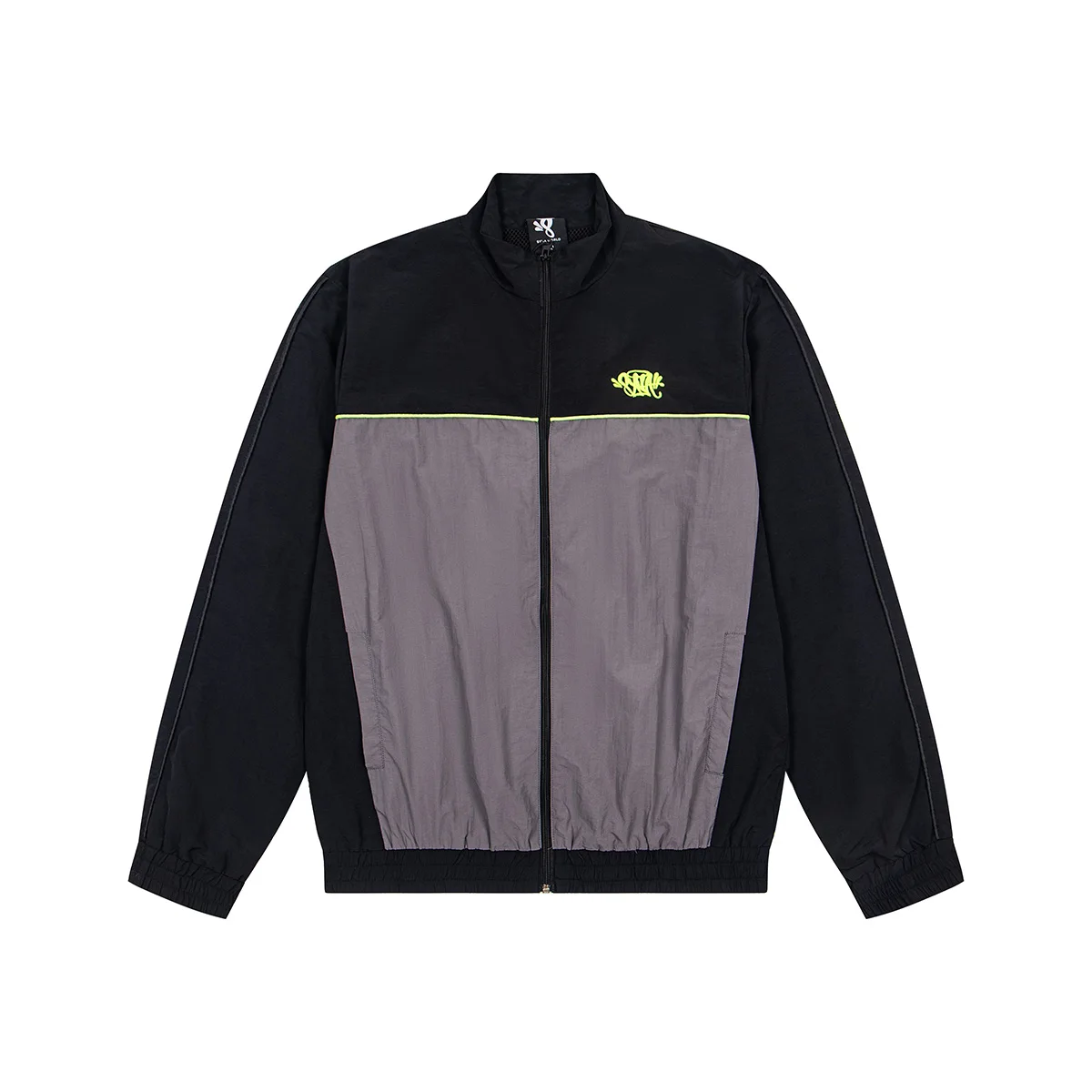 3 colors Embrodiery Windbreaker Zipper Stand Collar Jacket for Men and Women Contrast Color Patchwork Autumn Coat Oversized