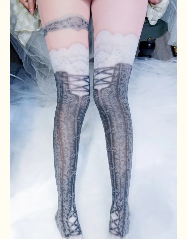 Japanese Girly Sweet Y2k Print Lolita Pantyhose Summer New Fashion JK Hot Girl Cosplay Slim-Fit Leggings Women Sexy Stockings