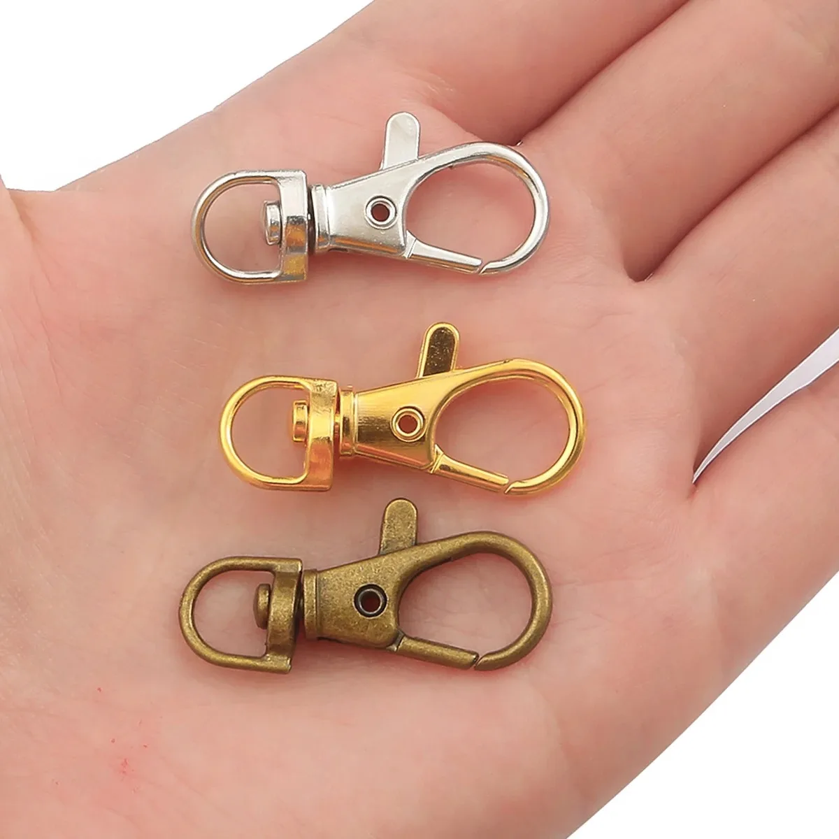 Swivel Lobster Fecho Ganchos, Split Key Ring Conector para Bag Belt, Dog Chains, DIY Jóias Acessórios, 34mm, 10Pcs por lote