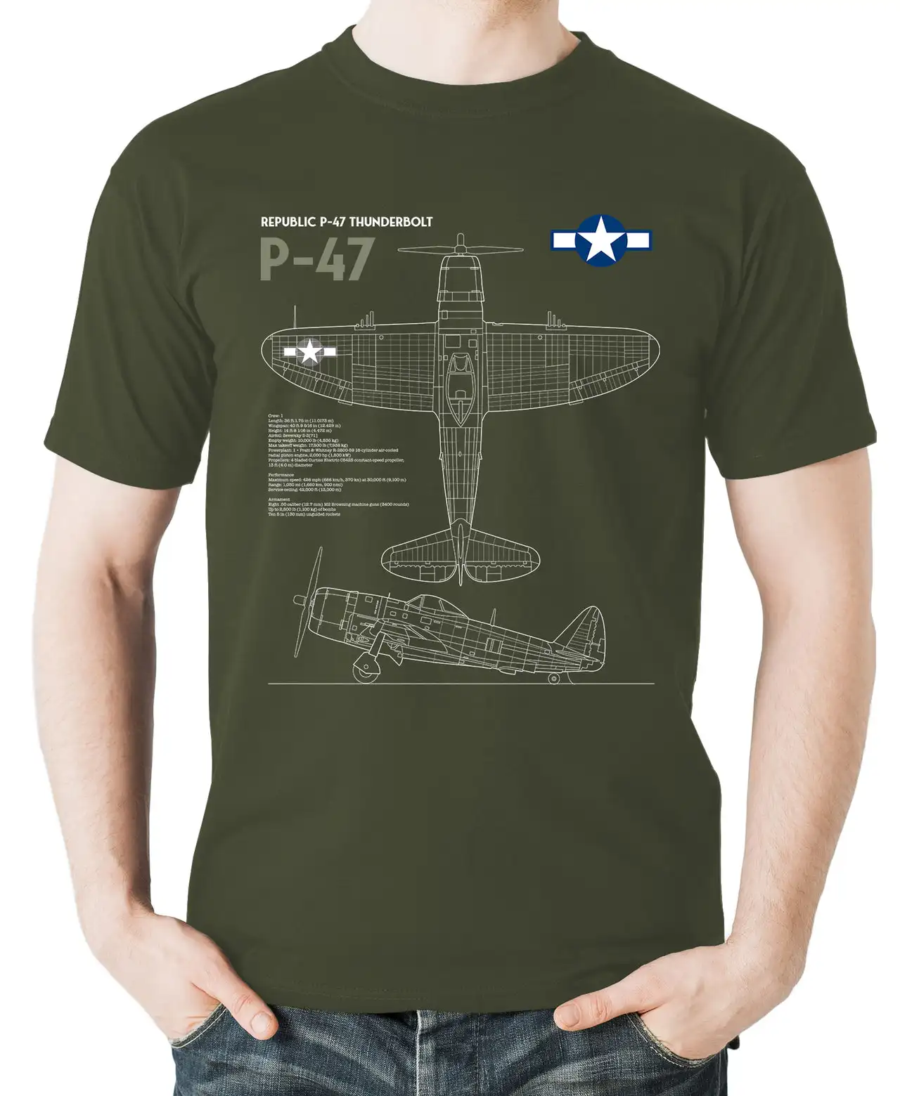 WWII USAF P-47 Thunderbolt Fighter Aircraft T-Shirt 100% Cotton O-Neck Summer Short Sleeve Casual Mens T-shirt Size S-3XL