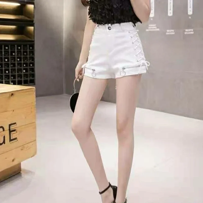 

Summer Coquette Strappy Denim Shorts for Women Y2k 2000s Clothes Hot Streetwear Flowy Harajuku Fashion XL Short Jean Pants Woman