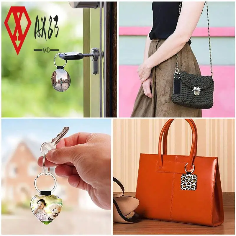 

AX83-40 Pieces Sublimation Blank Keychains PU Leather Keychain Pendant Heat Transfer Keychain Ornament For DIY Crafts Making